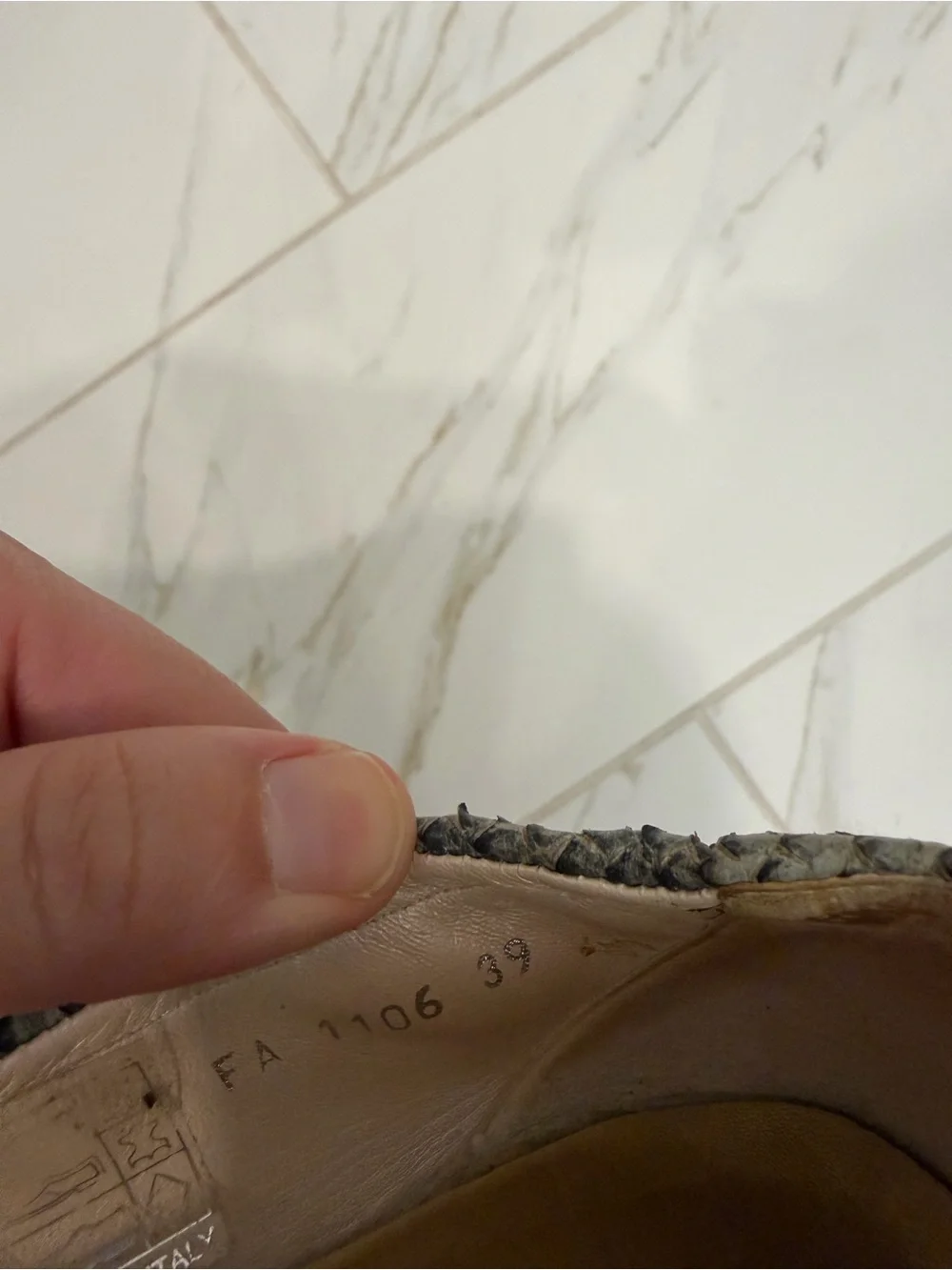 Y2K Vintage Dior Blue Snakeskin Ballet Flats